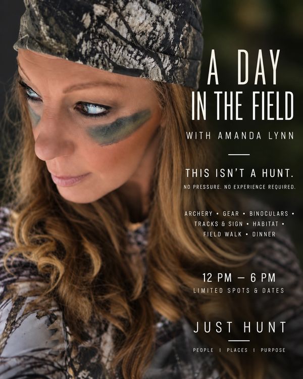 Woman in camouflage with face paint, promoting an outdoor event.
