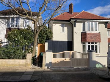 Front view of finished construction project