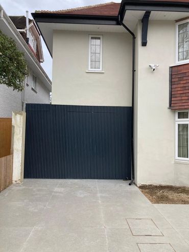 Front of house, side access view, finished panelling