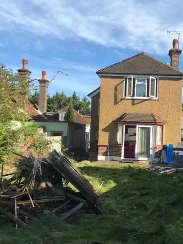 Detached house rear view before construction services have started