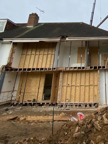 Rear view of home renovation and rear extension in progress