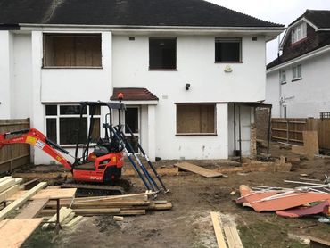 Rear view of home renovation and rear extension in progress