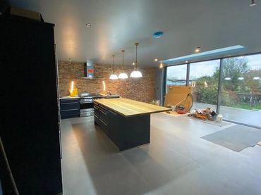 Internal view of rear extension and kitchen renovation