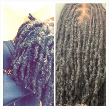 Before and after dreadlocks grooming transformation.