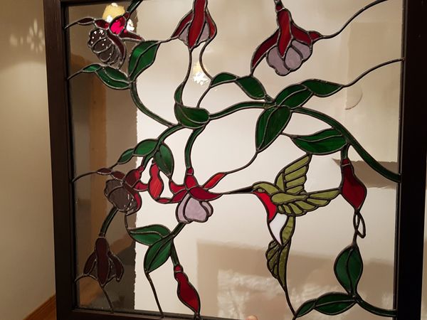 Example of a Private Commission done by Vetrate Art Showing Humming Bird Window insert.

