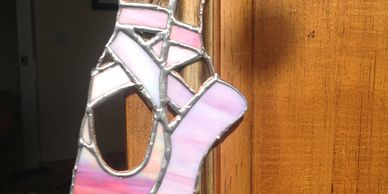 Stained glass ballet slippers made by Vetrate Art  artisans Ballerina Prima Donna