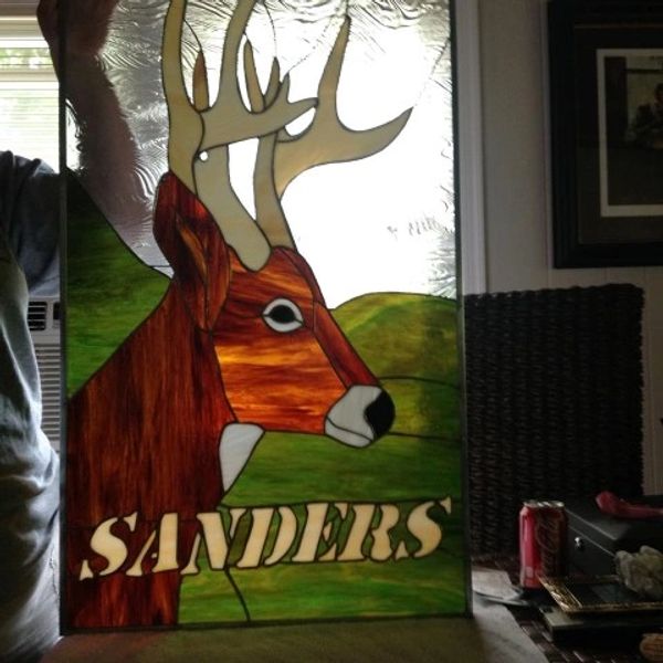 Private Commission done by Vetrate Art Showing a Stag Destined to be a Front Door Insert