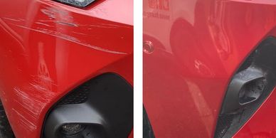 Car bumper scratch paint repair by https://bumpsnscuff.com