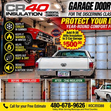 Two-car garage insulated for year-round comfort by CR-40 Insulation in Arizona