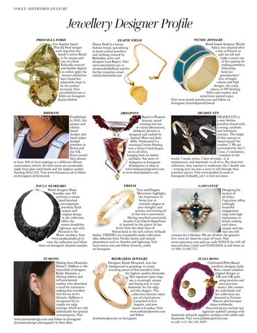 Vogue UK Jewelry Designer Profile page, January 2020