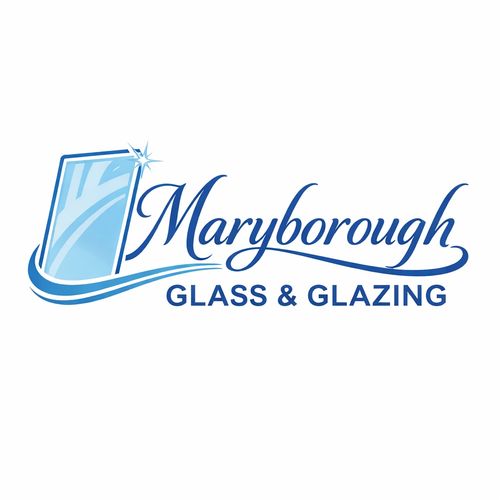 Logo for Maryborough Glass & Glazing with a shining glass pane graphic.