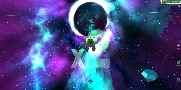 Runner game scene in the space
