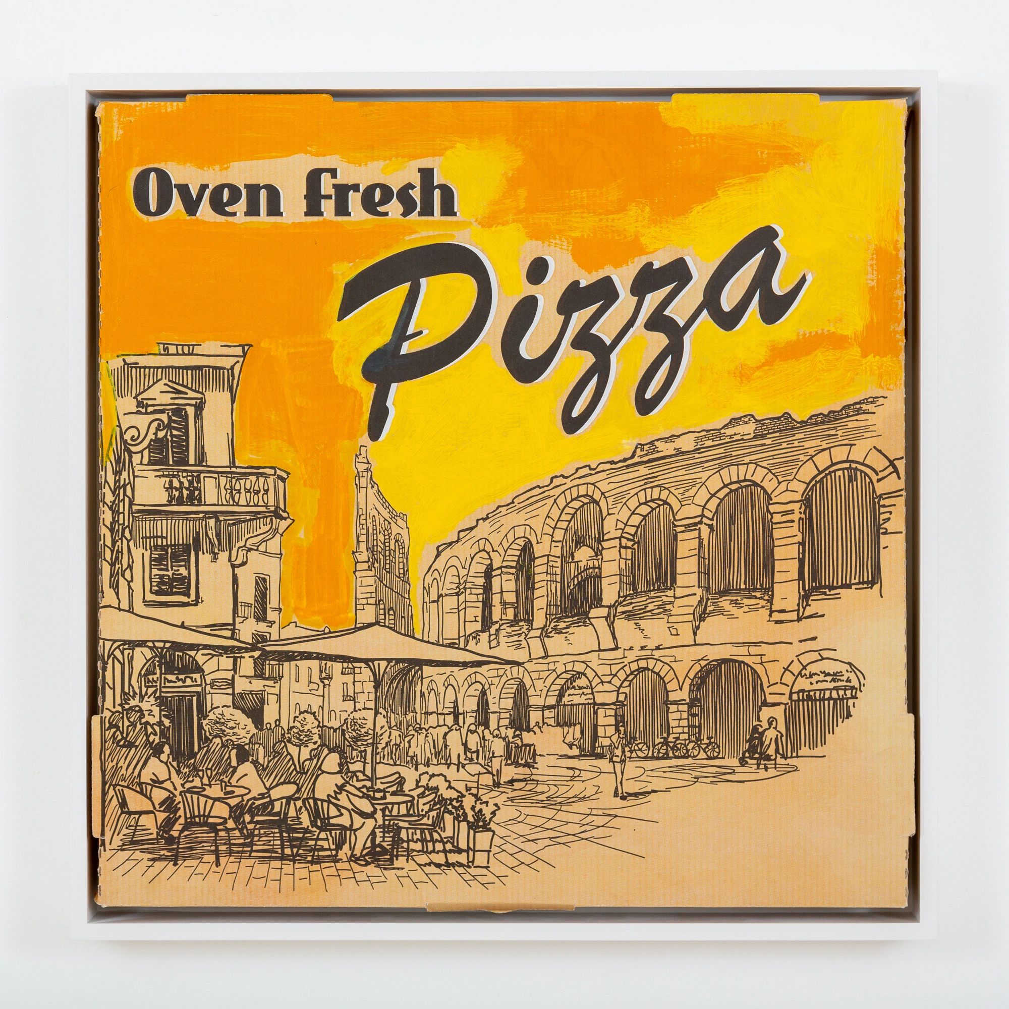 PIZZA BOXES Coliseum Yellows_Framed_2018 by Paul McMahon