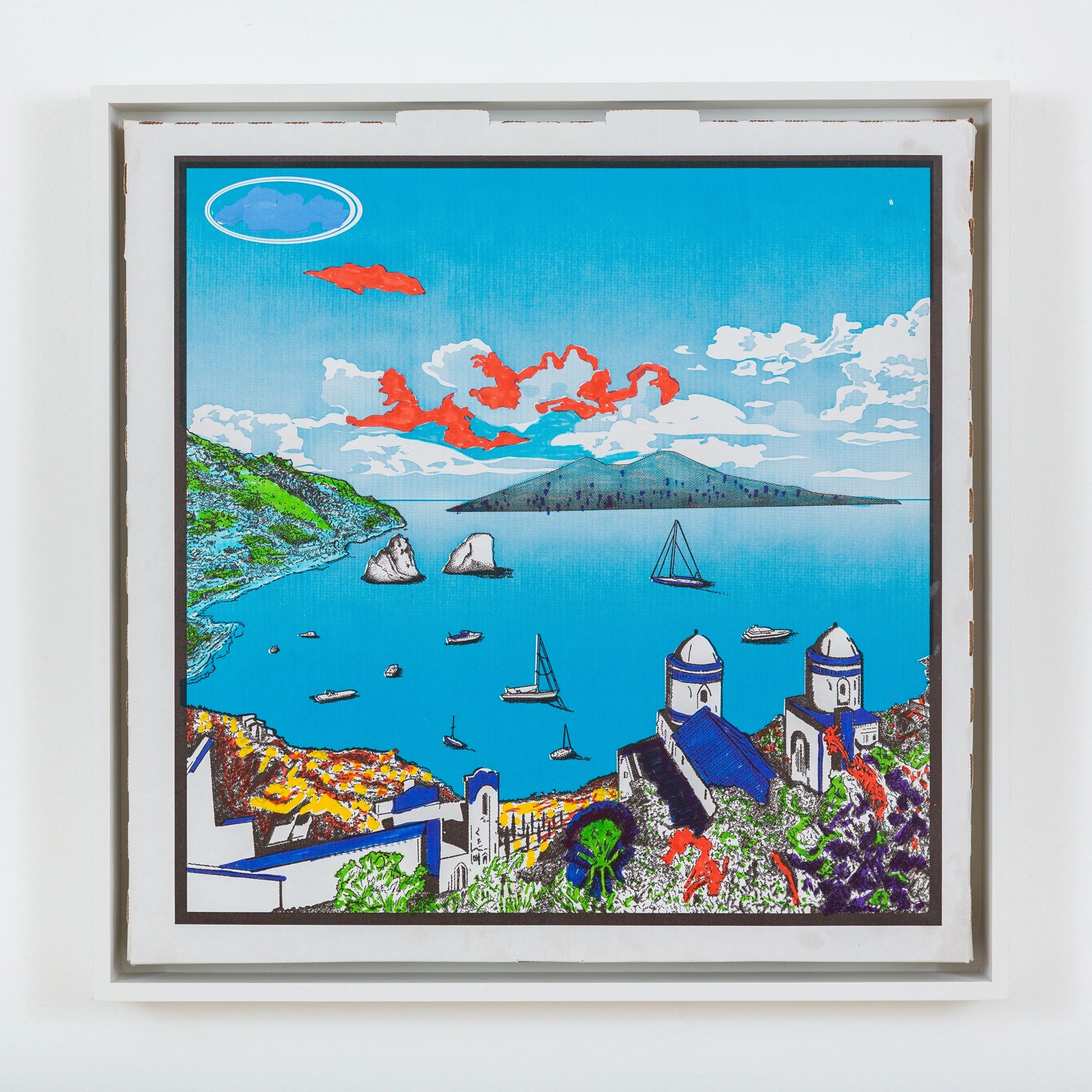 Flatbush Blue with Orange Clouds_Framed_2020