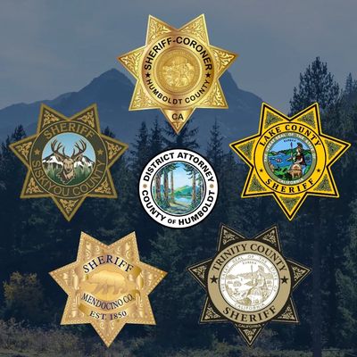 Five Sheriff Office Badges and Humboldt District Attorney Logo