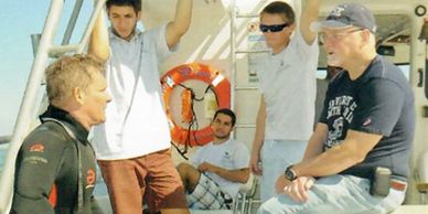 D Resio & B Dally discuss deployment of two wave gauges offshore of Mayport, FL with MS students