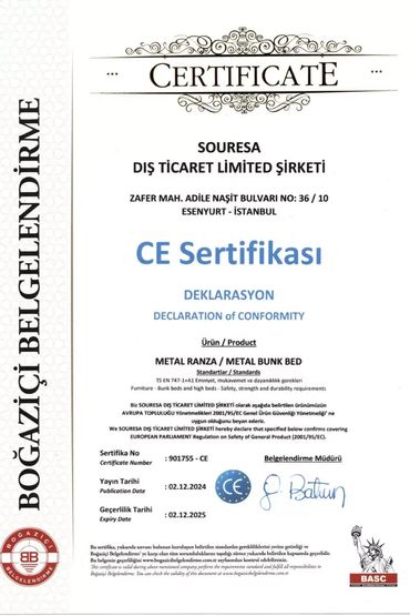 SOURESA CE Certified Metal Bunk Beds Turkish Manufacturer