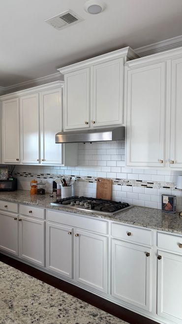 Cabinet painting project in Woodstock, GA by Paragon Painting