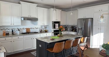 Cabinet painting project in Woodstock, GA by Paragon Painting