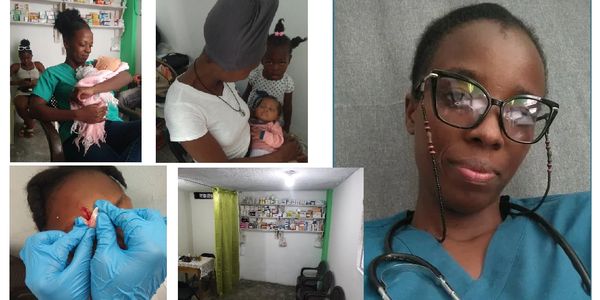 Healthcare worker caring for patients and managing a medical clinic.