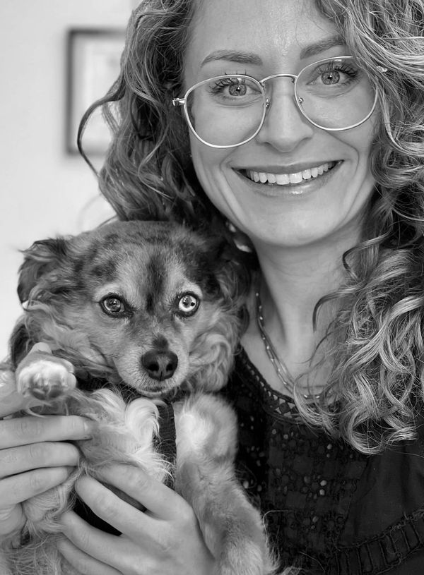 Martine Schlagintweit with her tiny dog Milo