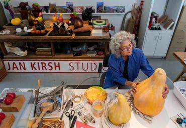Portrait of artist and landscape designer Jan Kirsh in Talbot County, MD - photo by Jill Jasuta