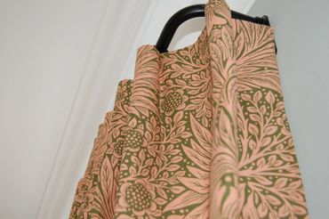 Cartridge Pleat Curtains in Sanderson Fabric made by Kate Robins Curtains.
Cameron Fuller Pole.