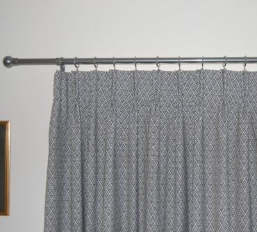 Double pinch pleat interlined door curtain made by Kate Robins Curtains
