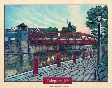 Fairport Canal, Pen and Digital Color
