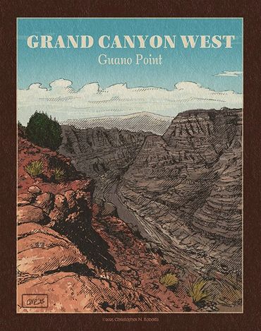 Grand Canyon West Guano Point, pen & ink and digital color