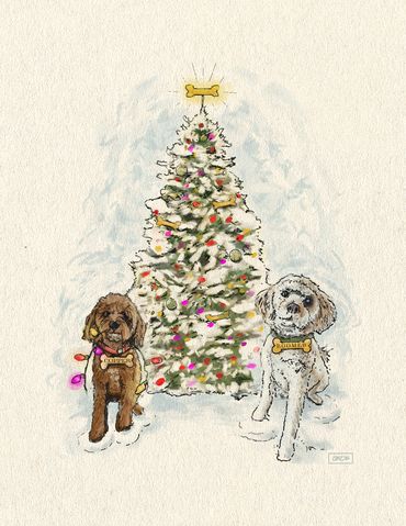 Company holiday dog portrait, Procreate