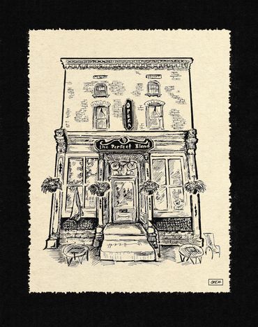The Perfect Blend building facade, Pen & Ink