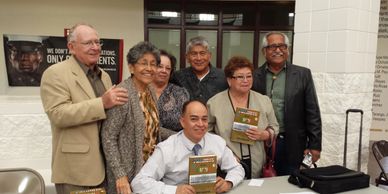 Author Dave Gutierrez with the family of Company E Veteran Guillermo "Willie" De Leon