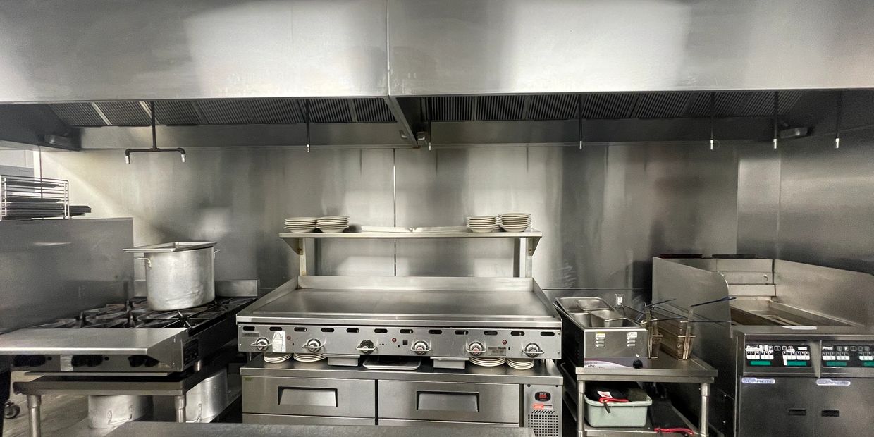 A commercial kitchen after CleanHoods Tx cleaned the hood and exhaust system