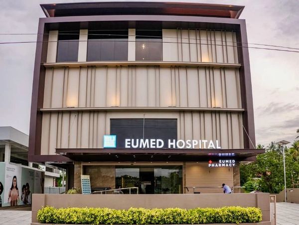 Eumed Hospital Palakkad. This is the picture of the hospital building and where it is located in Pal