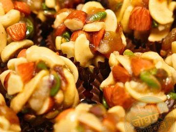 Close-up of assorted nut sweets.