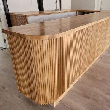 Countertop for a local cafe with intricate beading.