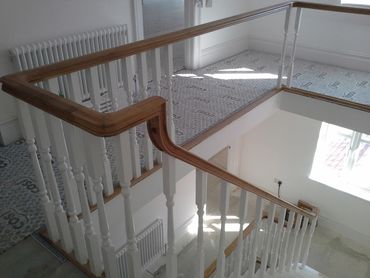 Staircase - including white balustrades made in our joiner shop.