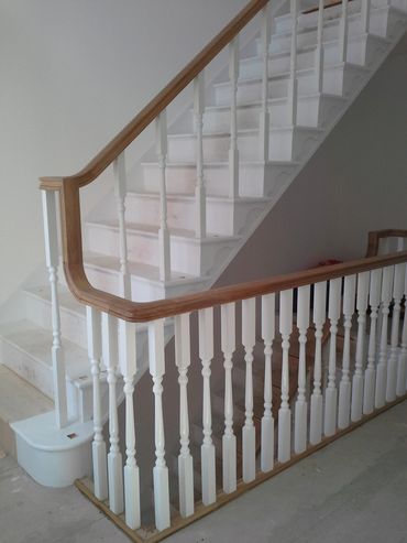 Staircase - including white balustrades made in our joiner shop.