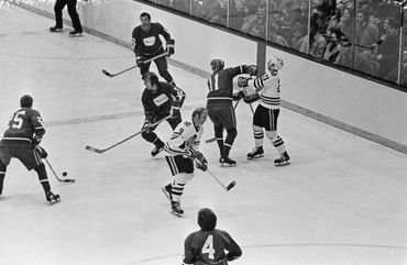 Bobby Hull in action against the Vancouver Canucks.
