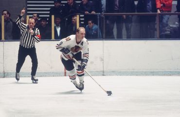 Bobby Hull getting ready to attack.