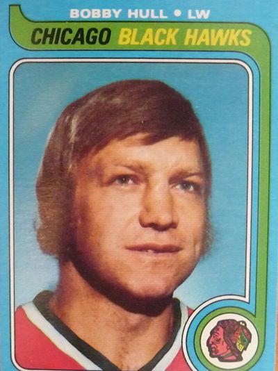 Bobby Hull "The Golden Jet" last Topps card with the Chicago Blackhawks.