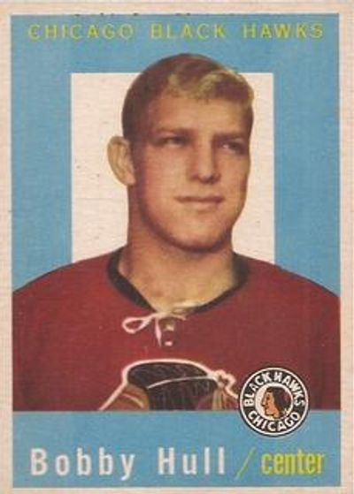 Bobby Hull 1959-60 Chicago Blackhawks Topps card #47.