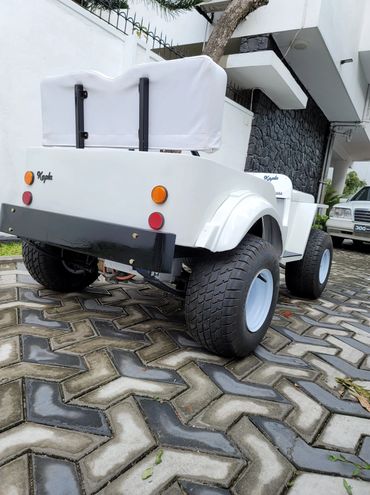 A side back view of the Kapla electric buggy which is a popular electric vehicle