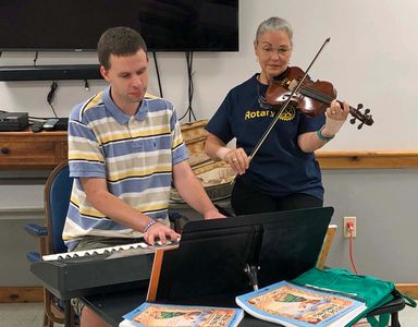Skye Lloyd and Sujoy Spencer-Thorlakson add their talents to entertain the seniors in North Brookfie