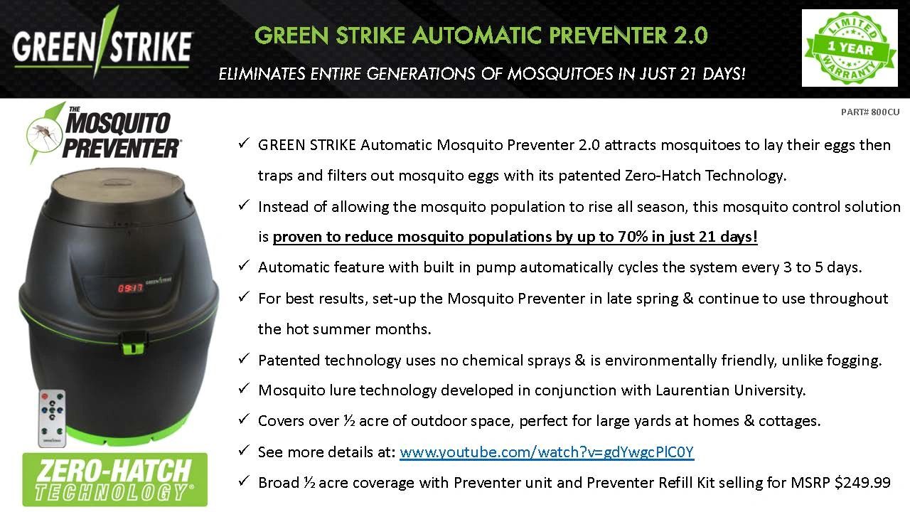 Greenstrike Auto Preventer offers chemical free mosquito reduction