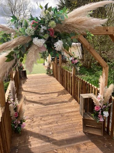 Bridge decoration for pampas theme wedding