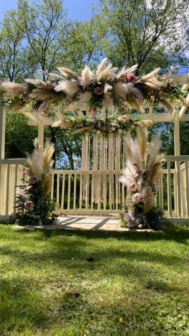 Boho Rustic pampas wedding ceremony decor, pampas pergola decor - festival wedding