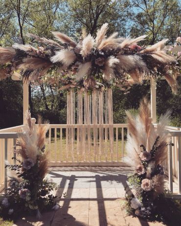 Boho Rustic pampas wedding ceremony decor, pampas pergola decor - festival wedding