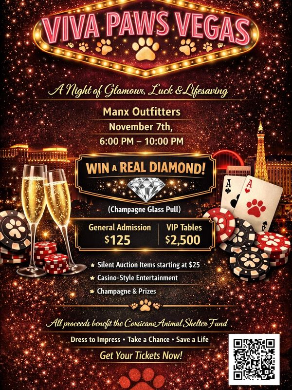 Viva Paws Vegas charity event with casino entertainment and diamond prize.